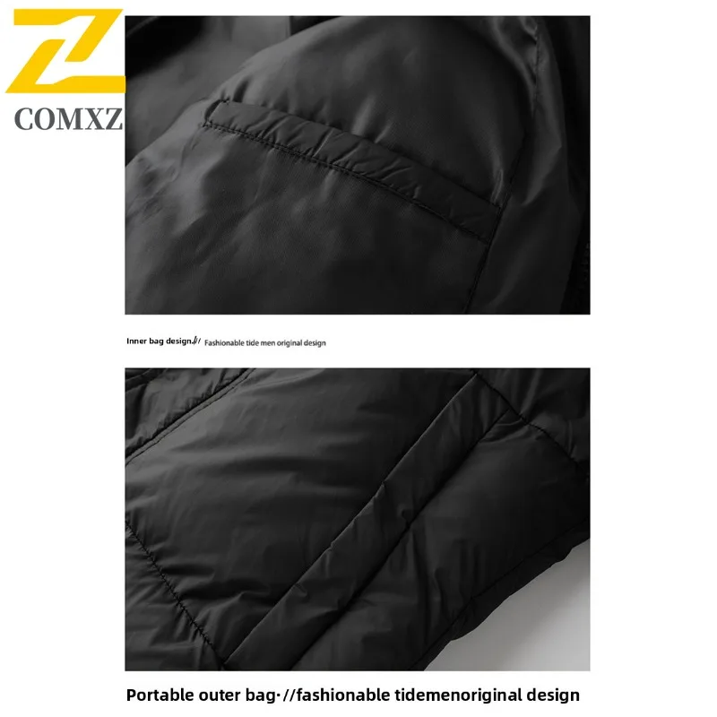 COMXZ Giacca imbottita da uomo con cappuccio Avventura all'aria aperta Parka caldo addensato Cappotto imbottito invernale leggero resistente al freddo da viaggio
