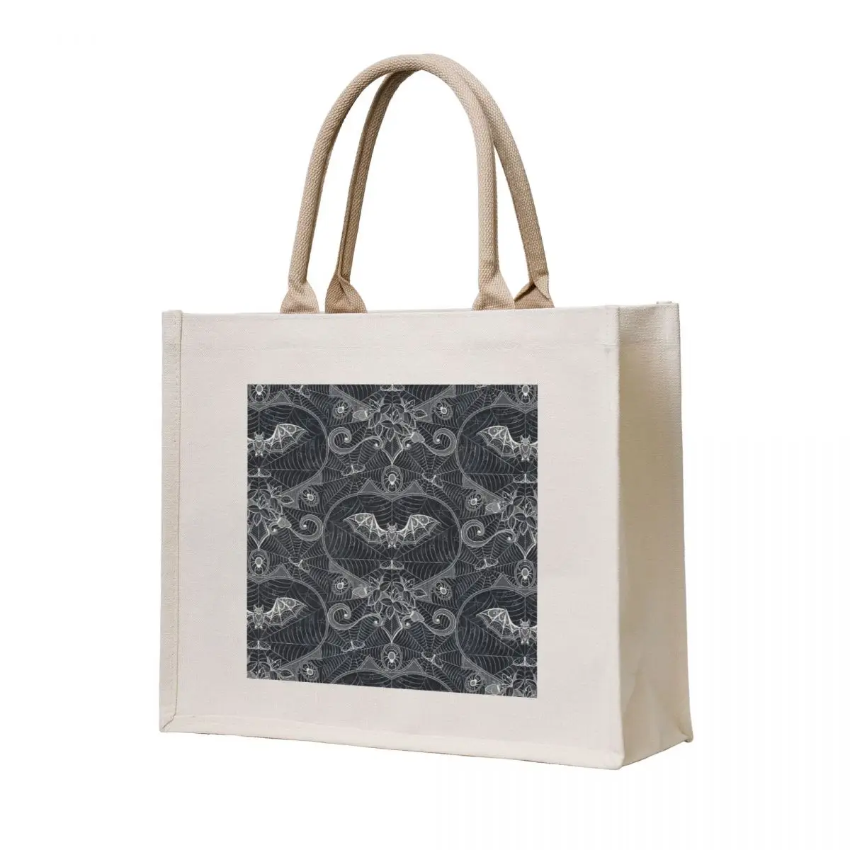 

Gothic Halloween Lace - Bats - Black Tote Bag cute pouch bag Canvas stote bag shopping trolley Gift