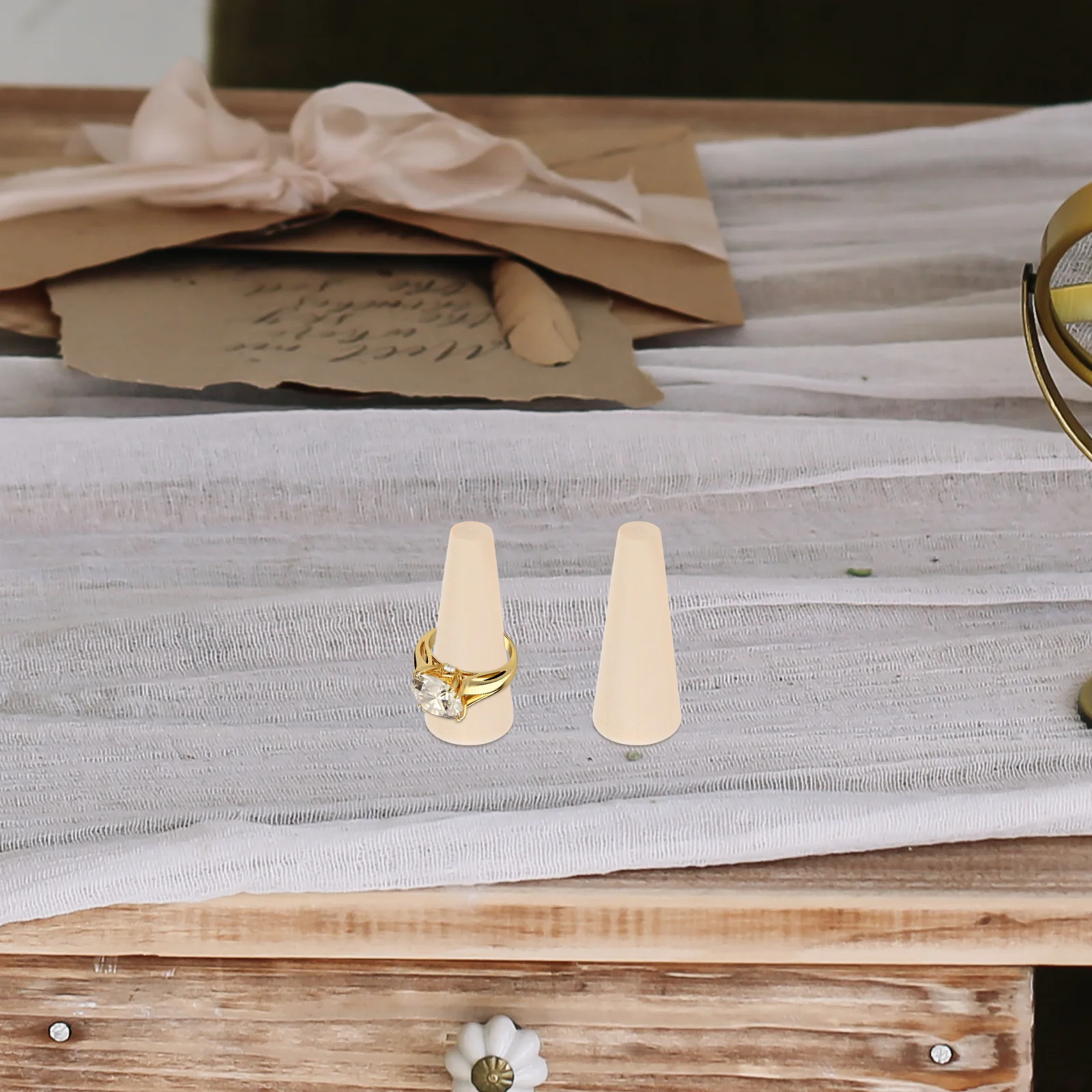 20 قطعة من الخشب الطبيعي المخروط الدائري حامل عرض المجوهرات منظم الحد الأدنى على شكل مخروطي حامل لديكور متجر المنزل بنفسك #5