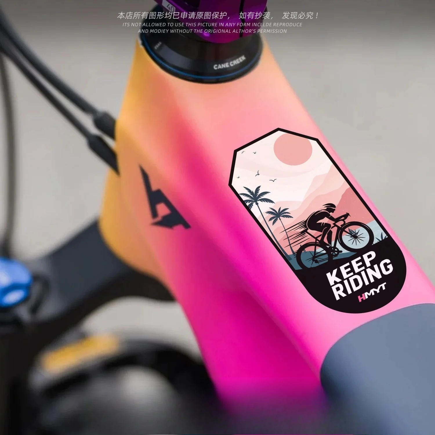2Pcs/Set 2D Flat Keep Riding Scenery Vinyl Sticker, Waterproof Decal For Road MTB Bike Frame Decor, Holiday Gift