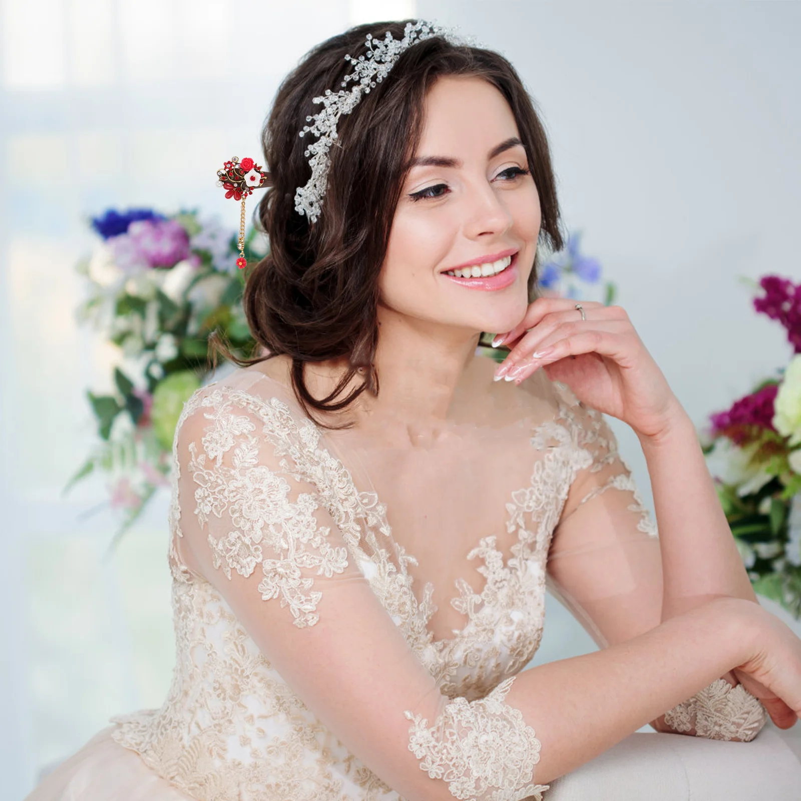 

Wooden Hair Stick Red Retro Hairpin For Women Retro Hair Stick Traditional Hairstyle Decoration Braiding Tool