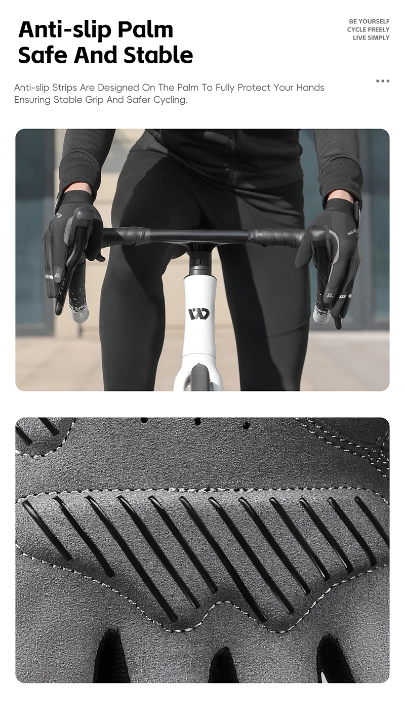 WEST BIKING Stoßfeste Vollfinger-Fahrradhandschuhe für Herren, SBR-Handflächenpolster, rutschfest, atmungsaktiv, Touchscreen-fähig, MTB, Rennrad, Sport-Handschuhe – Detail 5