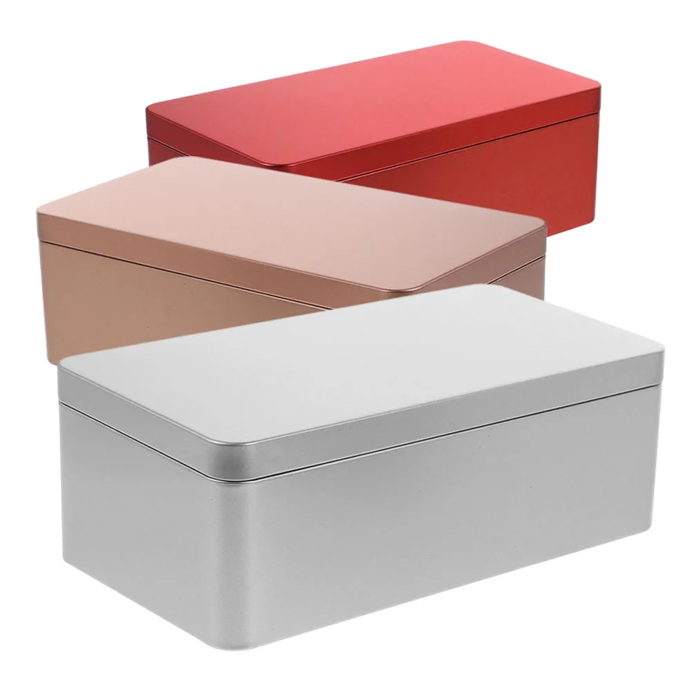 

3Pcs Metal Tin Storage Boxes Rectangular Organizer for Tea Leaf Candy Cookie Paper Clips Office Home Kitchen Container
