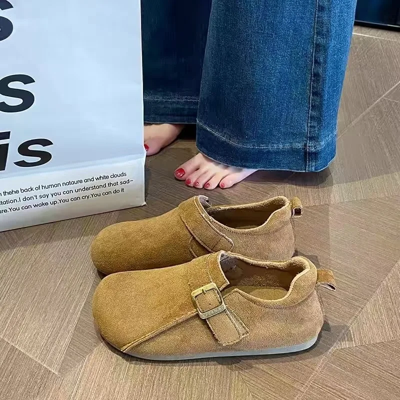 

Популярная новая женская повседневная обувь 2025 года, дизайнерская однотонная обувь без шнуровки на плоской подошве, тапочки, женская удобная уличная обувь