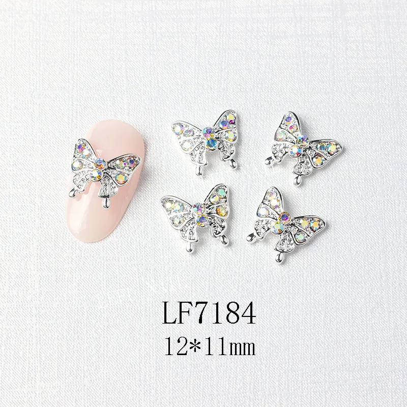 10Pcs Gold/Silber Multi-Designs Nail art Schmuck Charms Weiß/AB Kristall Strass 3D Schmetterling Geformt legierung Nagel Zubehör – Detail 25