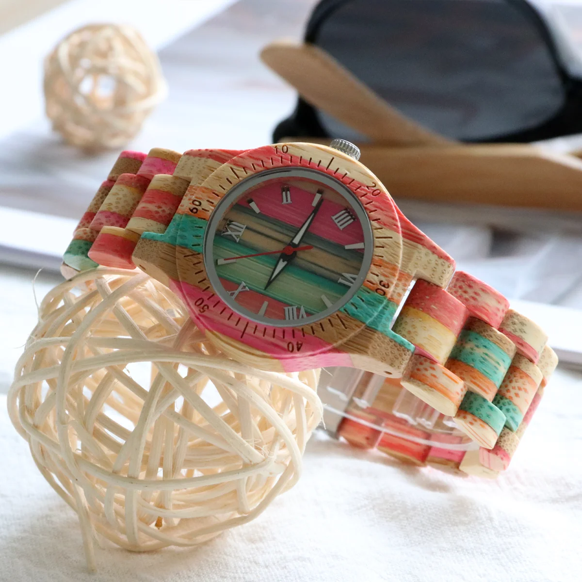 Bamboo Women's Watches Multicolor Wood Bracelet Natural Women's Clock Quartz Wrist Watch for woman Ladies Gifts
