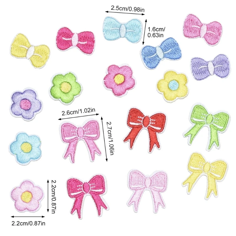 18pcs Bows Iron Patches Sewing Decorative Patches Hat Patches Jackets Patches for DIY Clothing and Fabric Projects