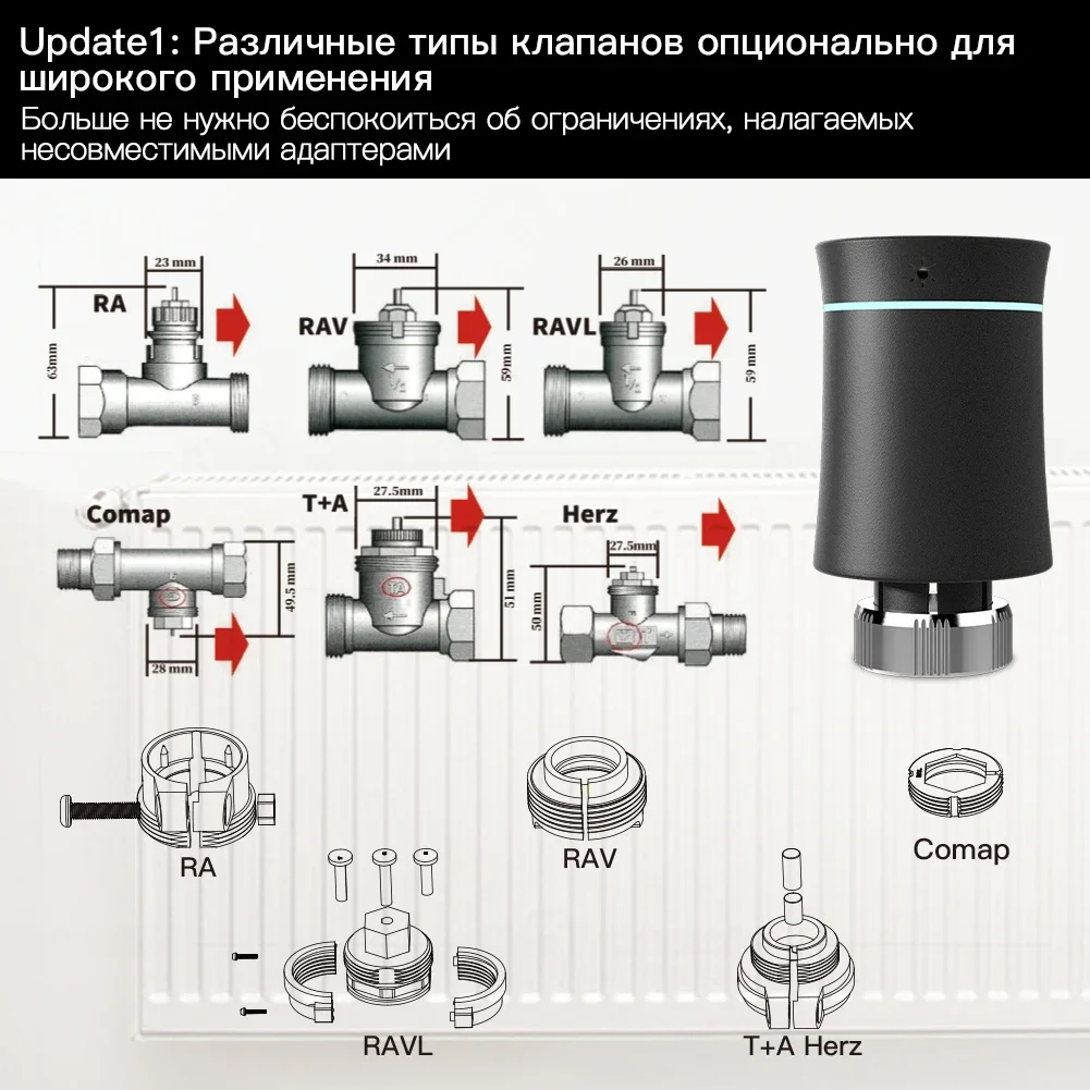 MOES Tuya ZigBee3.0 Termostato Atuador de Radiador Válvula TRV Inteligente 1-9PCS Controlador de Temperatura Programável Controle Alexa google