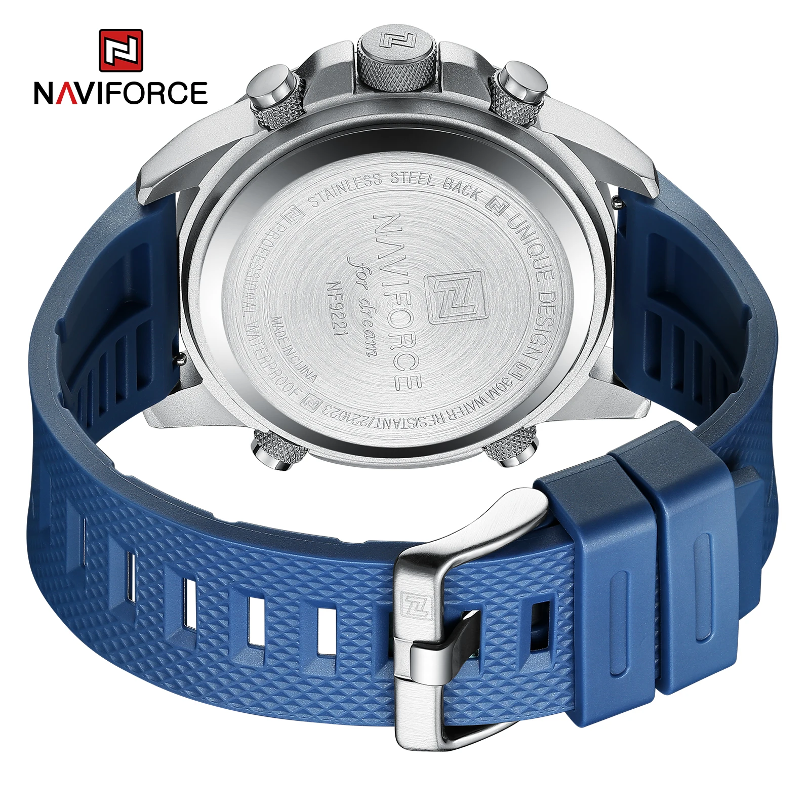 NAVIFORCE Men Watch Dual Display Coffee Sport Timepiece Chronograph Quartz Wristwatch Date Male Clock Relogio Masculino NF9221