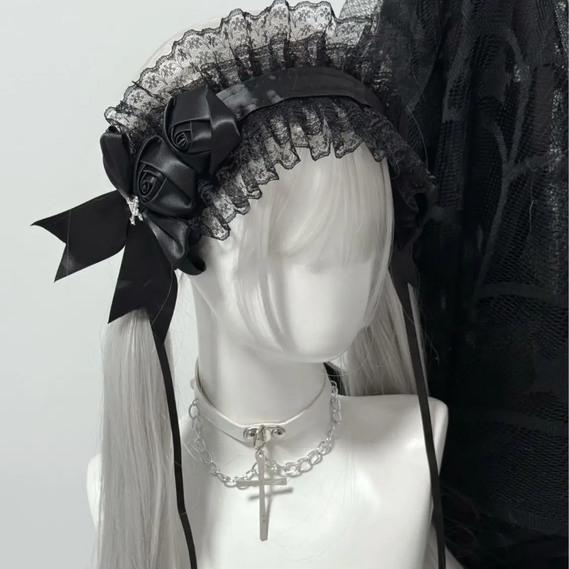 여성용 로리타 레이스 리본 로제트 헤어클립 플래퍼 헤어밴드 코스프레 파티용 액세서리 섬세한 헤어핀