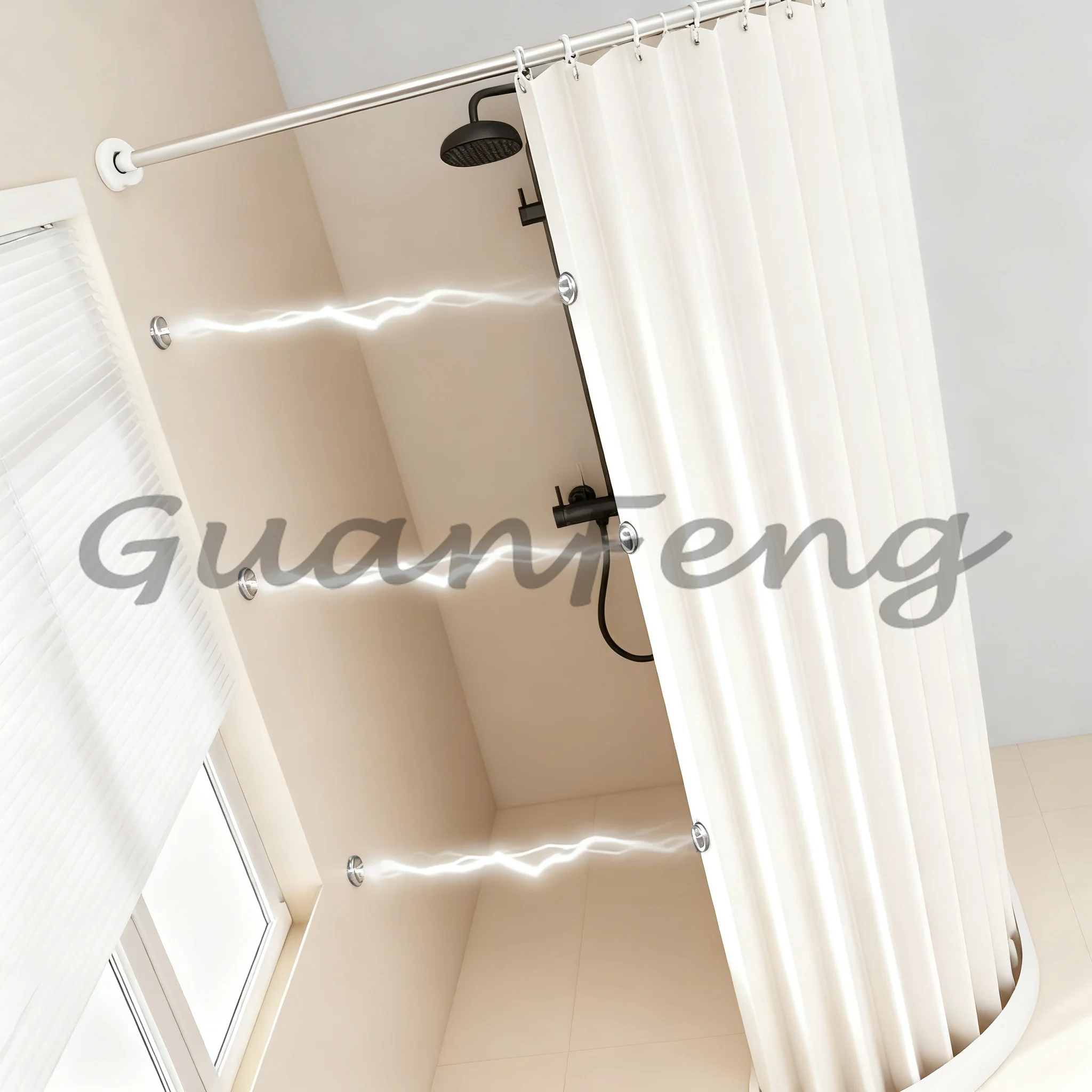Curved Shower Curtain Rail Waterproof Foldable Bathroom Partition Curtain Shower Screen for Wet Dry Separation