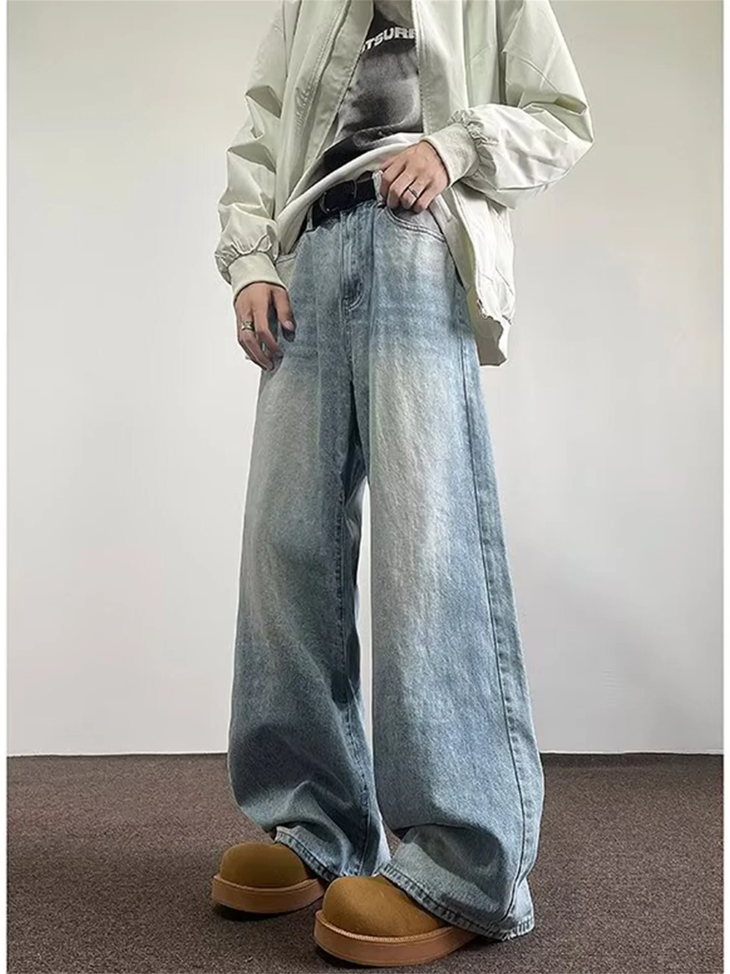 

Retro American Cleanfit Light Wa Men's Jeans Trendy Brand Distred High Street Drape Wide Leg Loose Long Pants