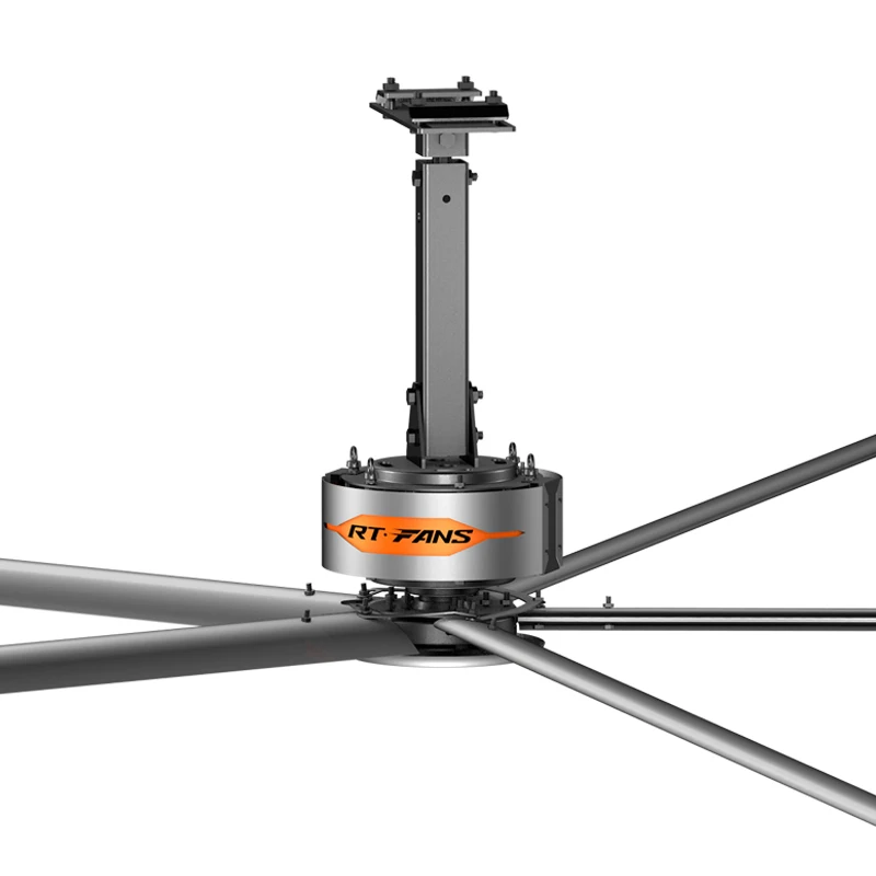 Ventilador de teto de alumínio RTFANS HVLS 18/20/24 pés com motor IP55 para grande depósito e resfriamento de quadra de basquete