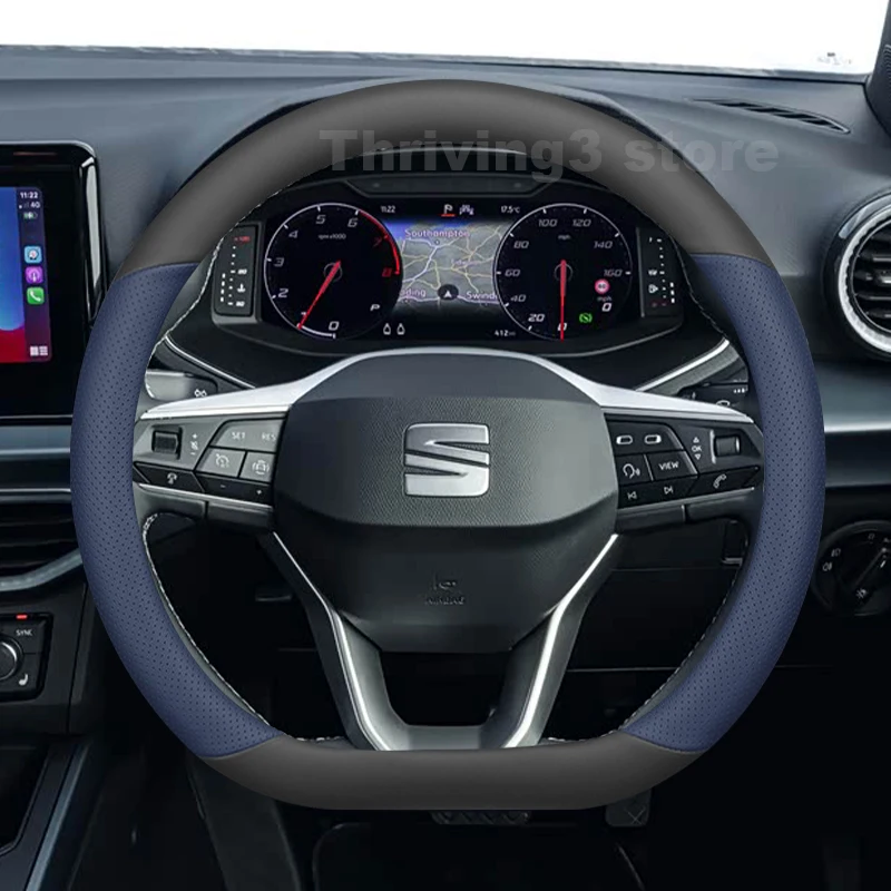 

Leather Car Steering Wheel Cover For Seat Arona FR Xperience 2017-2024 Cupra Leon Auto interior Seat LEON MK4 Accessories 2024