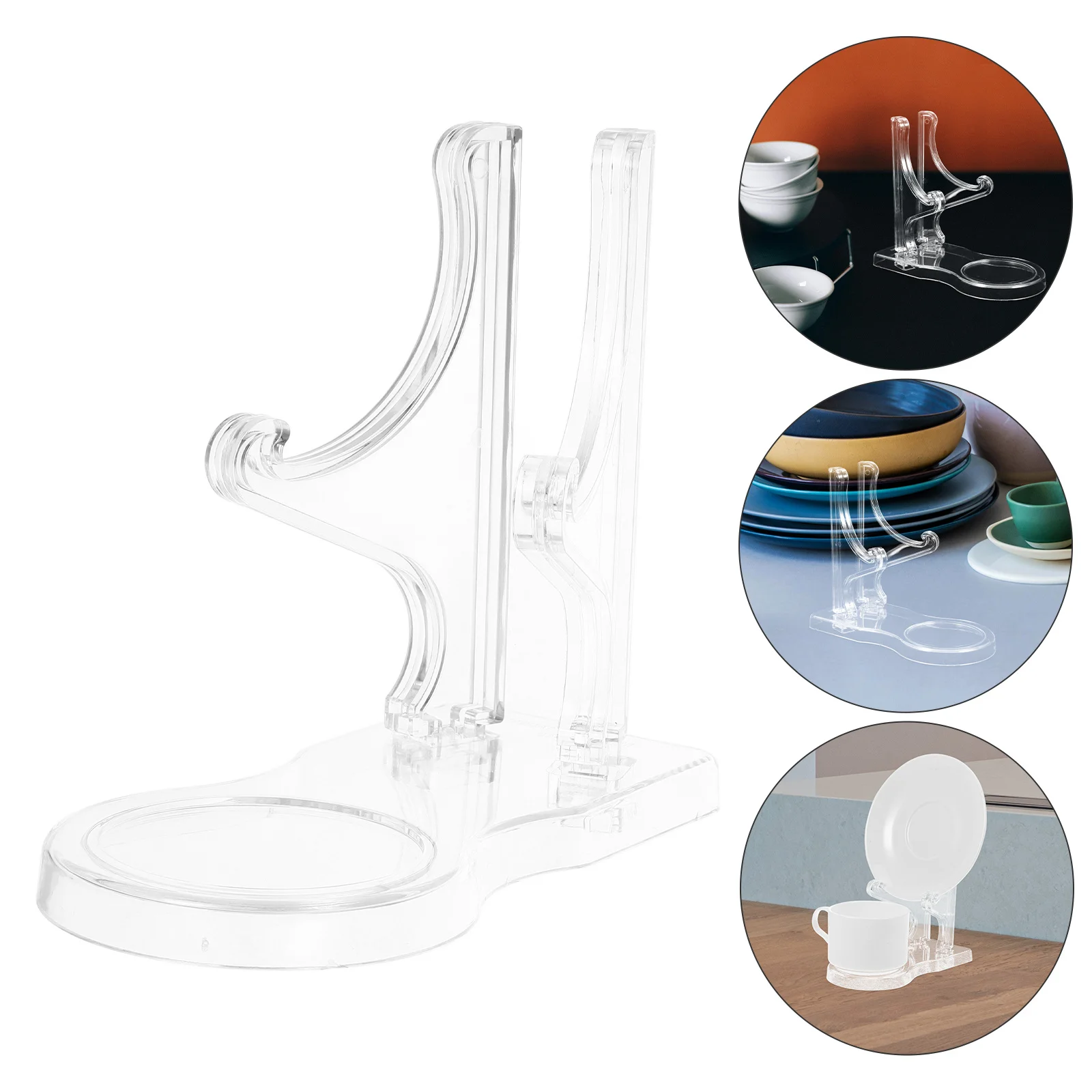 

Clear Acrylic Tea Cup Saucer Display Stand Space Saving Plate Holder for Cabinets Countertops Modern Home Office Decor Dish