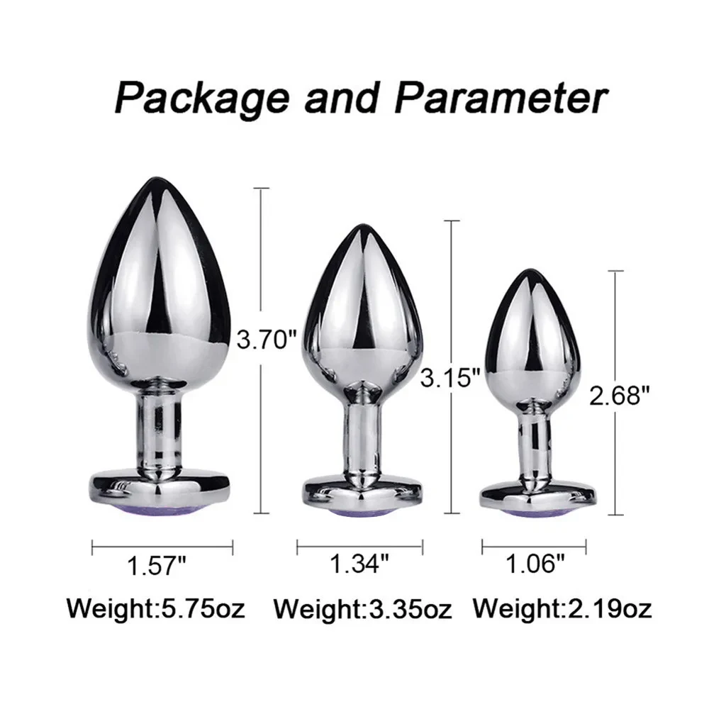 3PCS S/M/L Metal Anal Plug Butt Plug Sex Toy Butt Toy for Women Men Couples Adult Game Masturbator Anal Diamond Sex Shop