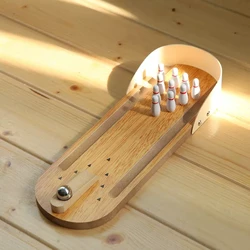 Mini juego de bolos de madera para el hogar y la Oficina, divertido juguete antiestrés para adultos y niños, TDAH, ansiedad y alivio del estrés