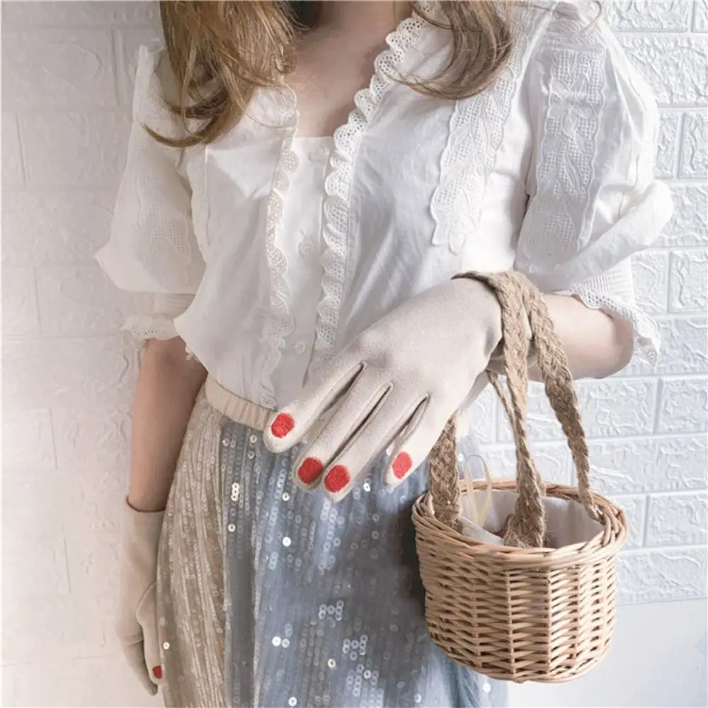 Women's Fashion Touchscreen Nail Polish Gloves Thickened Cold Resistant Split Finger Glove Vintage Windproof Female Mittens