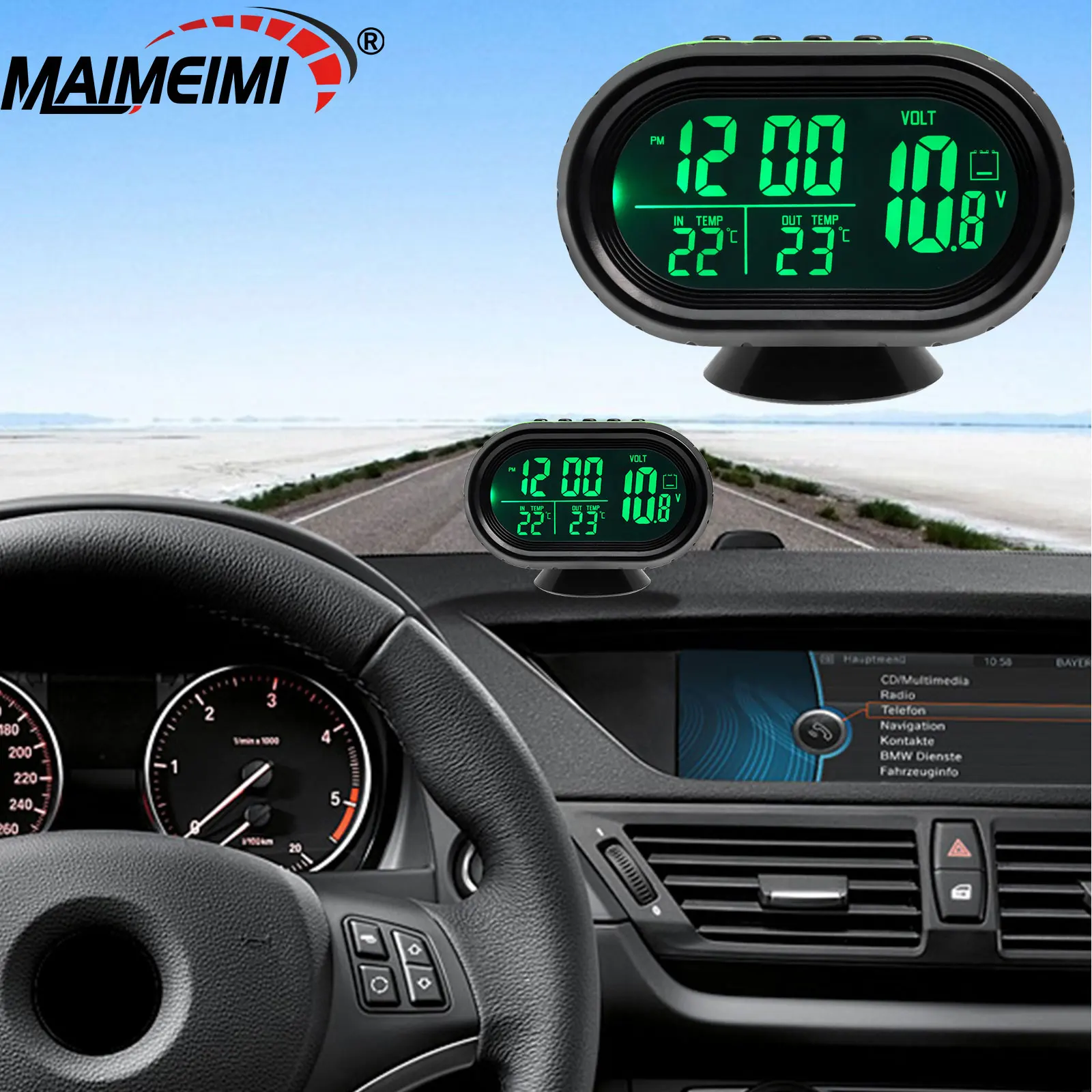 

1 шт. автомобильные цифровые LED-часы с термометром и вольтметром для универсальных моделей с питанием 12В, высококачественные автомобильные аксессуары из АБС-пластика