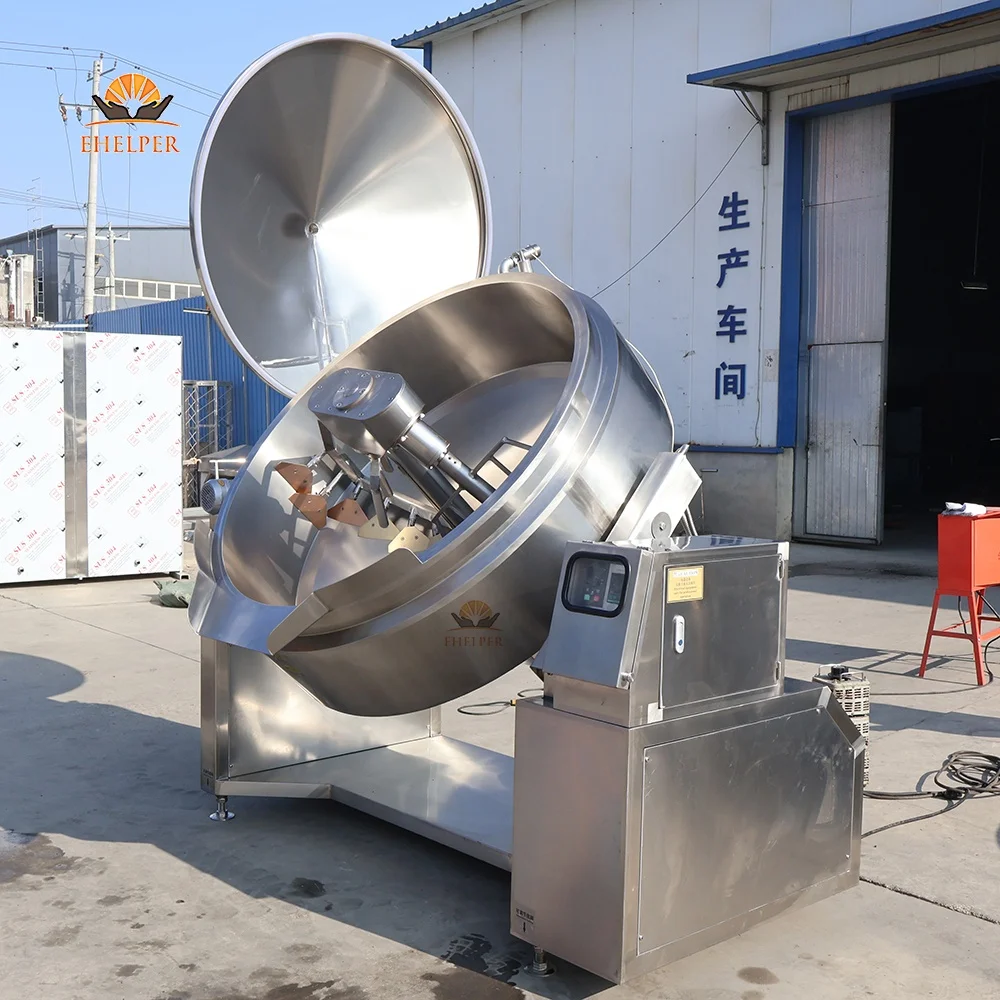 Premium / Top Quality Industrial Tilting Mixing Kettle Electric Heating Steam Jacketed Pot For Jam Chili Sauce Condiment Making