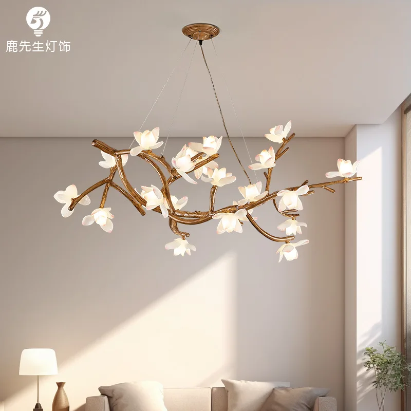 

Living Room Lamp Creative Lotus Restaurant Lamp Wabi Sabi Style Zen Tea Room Homestay Decoration Tree Branch Pendant Light