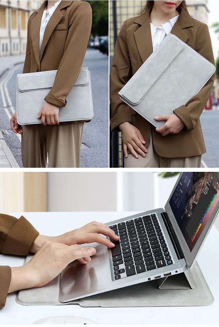 PU Leather Laptop Sleeve Bag For Macbook Air Pro 13 15 16 Case Notebook Cover For 13.3 14 15 15.6 inch Redmi Huawei Dell HP ASUS