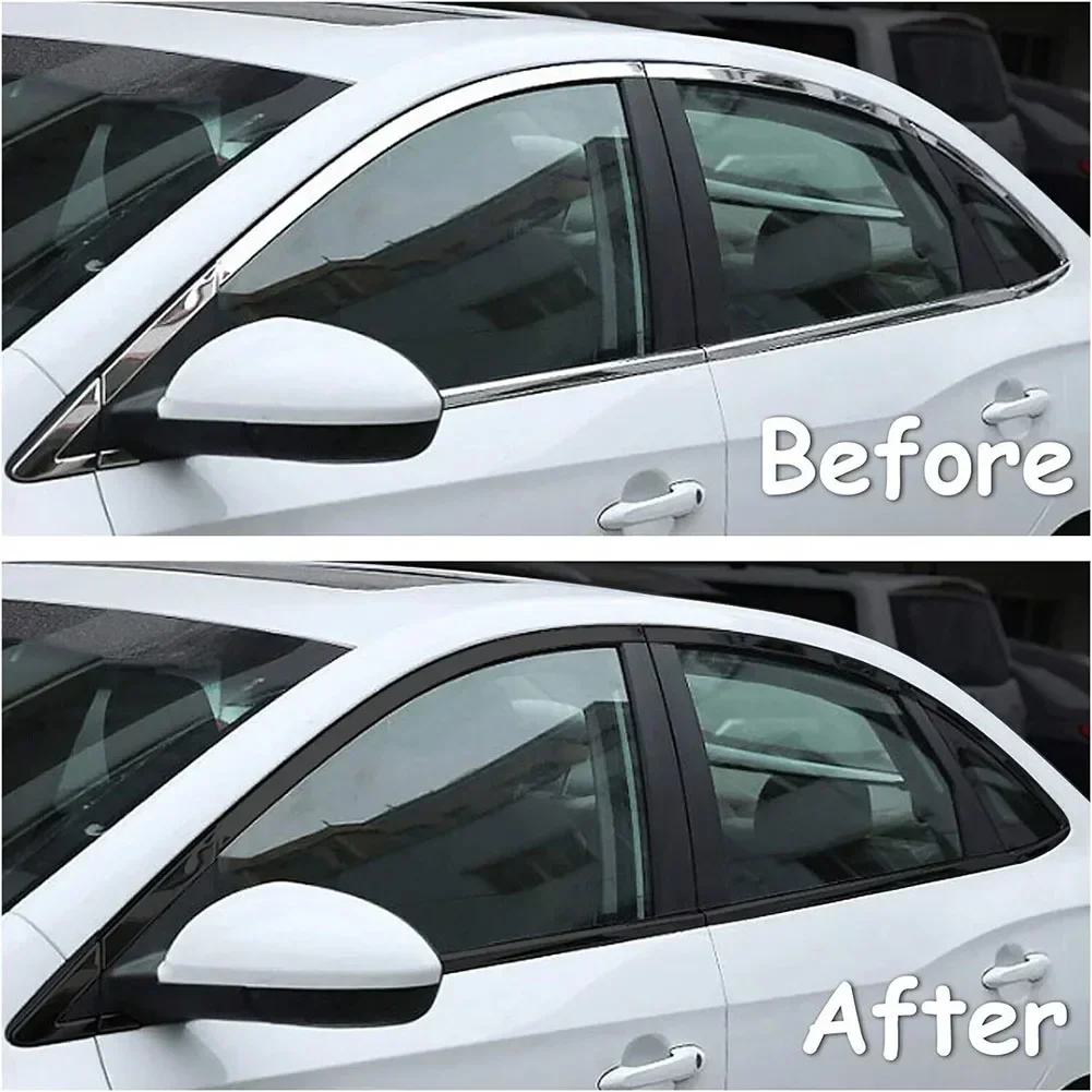 طقم لف من الفينيل عالي اللمعان لفيلم السيارة باللون الأسود من الكروم حذف لنافذة تقليم فيلم تلقائي شريط مضاد للخدش ملصقات مقاومة للماء