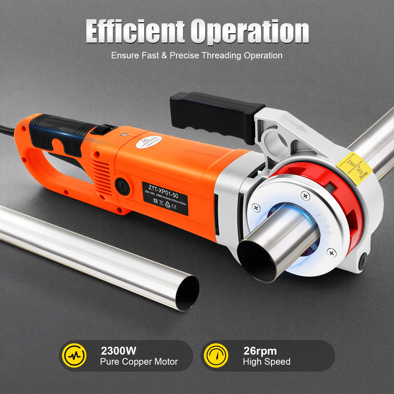 2300W Electric Pipe Threader with 6 Dies 1/2