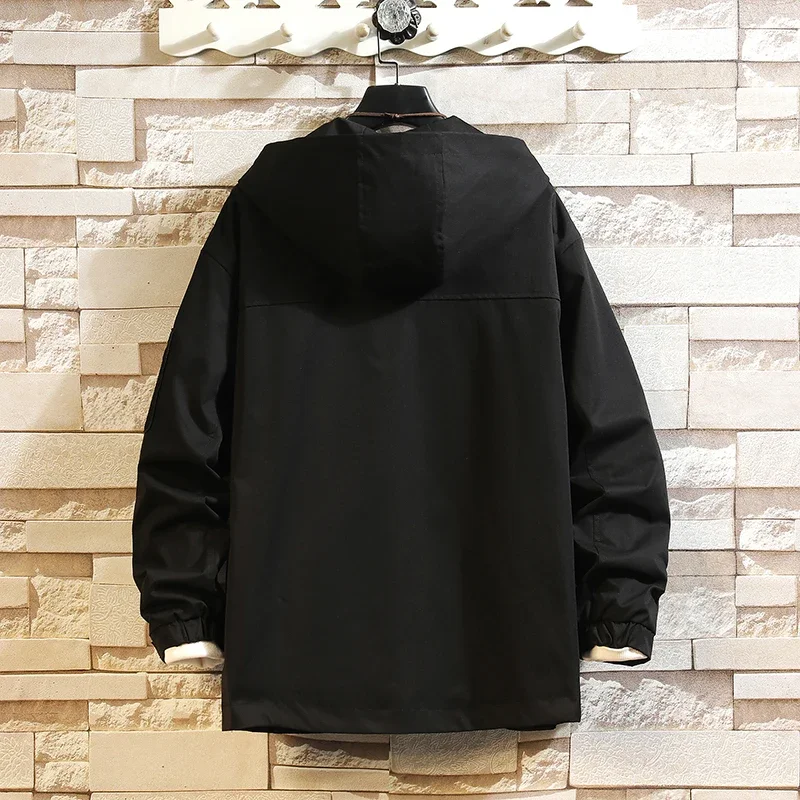 Men Jacket Multi Pockets Hooded Outwear Korean Fashion Patch Jackets Zipper Coats Retro Techwear OverSize Men Clothing