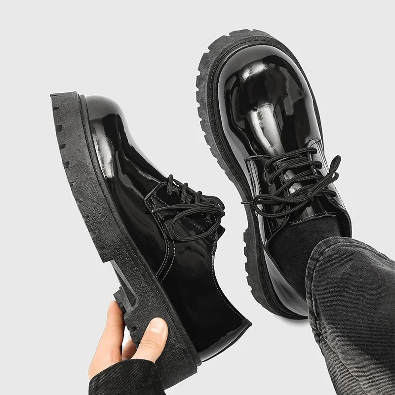 Schoenen Voor Heren 2023 Mode Veterschoenen Vrijetijdsschoenen Lente En Herfst Ronde Neus Massief Platform Middenhak Waterdichte Loafers