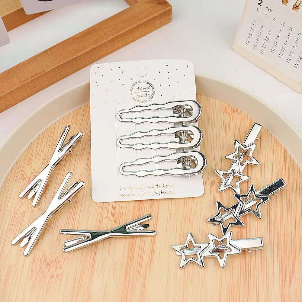 

Silver Metal Y2K Hair Clip Women's Bangs Shattered Hair One Word Side Clip Fashion Simple Sweet Going Out Versatile