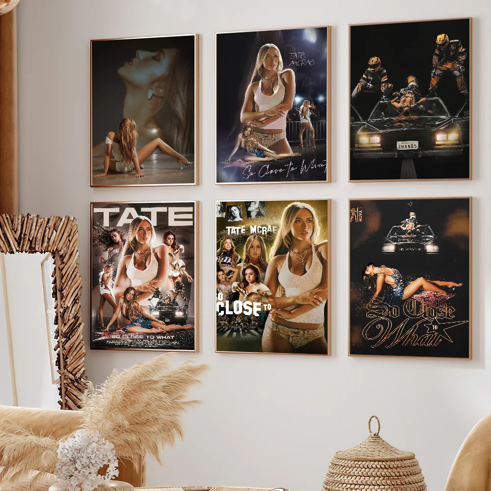 Póster de cantante t-tate McRae Think Later, pintura autoadhesiva, decoración para sala de estar, oficina, dormitorio, impresiones de pegatinas de pared para el hogar