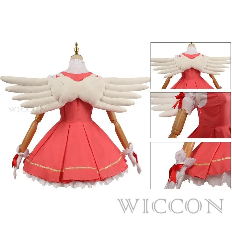 Gioco Anime Card Captor Sakura Kinomoto Sakura Battle Lolita Dress Costume cosplay uniforme da festa con ala Abiti da donna di Halloween