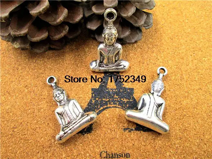 

10pcs 35*22*8mm Silver Tone Meditating Buddha Meditation Yoga Sitting Buddha Charm Pendants