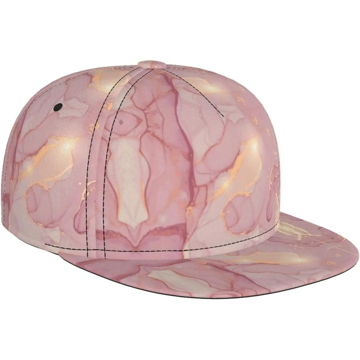 Pink Purple and Gold Stone Marble Texture Baseball Cap for Men Women, Adjustable Trucker Hat Snapback Sun Dad Cap Lightweight
