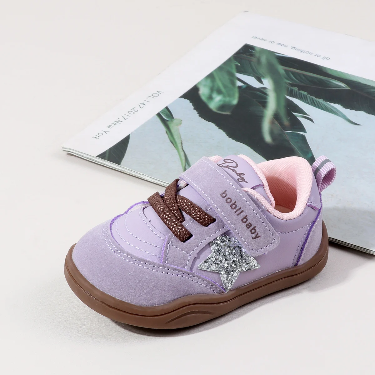 2025 نمط جديد الربيع والخريف الطفل أحذية رياضية كاجوال بريق ستار ديكور ل 0-2Y طفل الفتيان والفتيات بولي Leather الجلود TPR وحيد