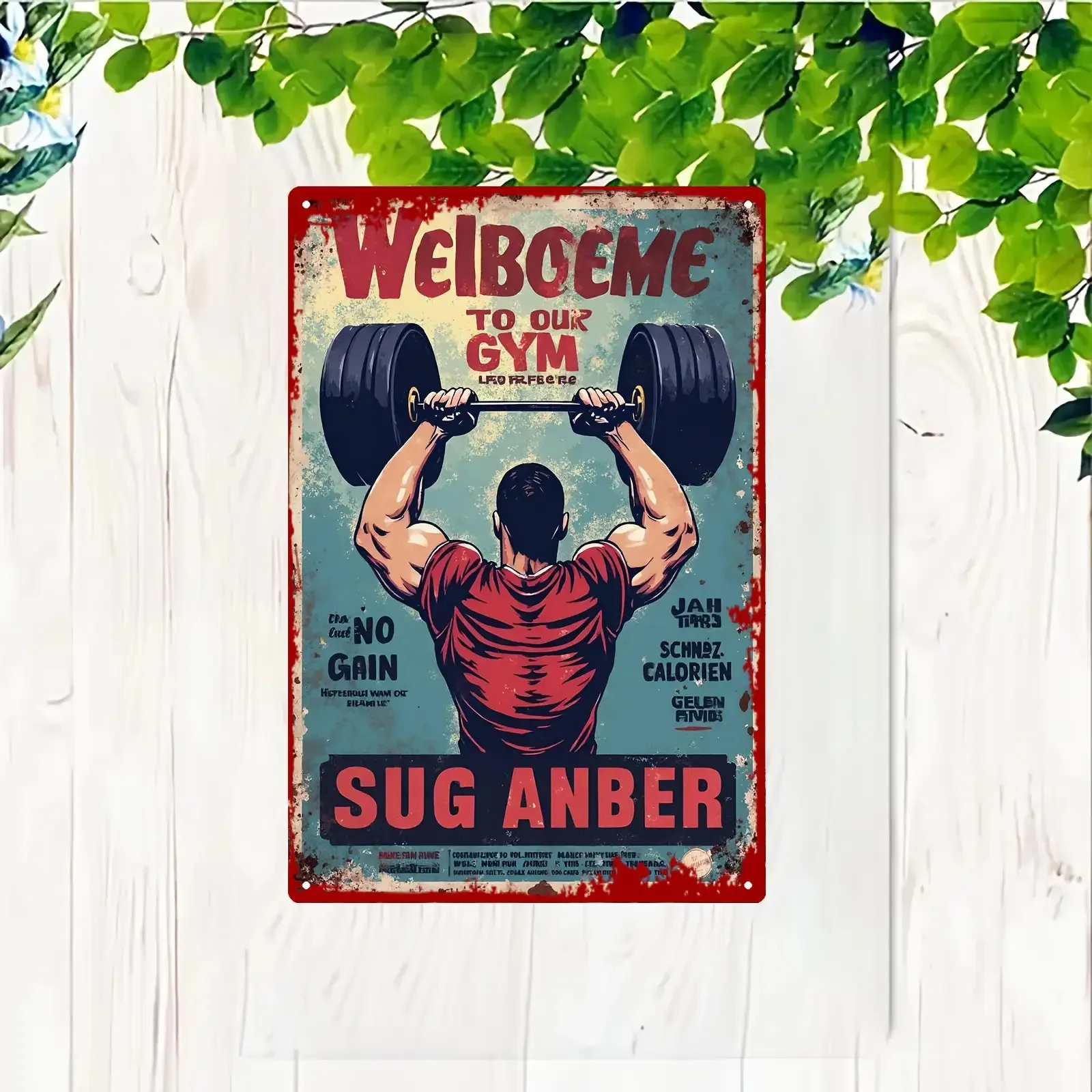 لافتة معدنية عتيقة للصالة الري - مراجعة Home Gym In Garage وسعره