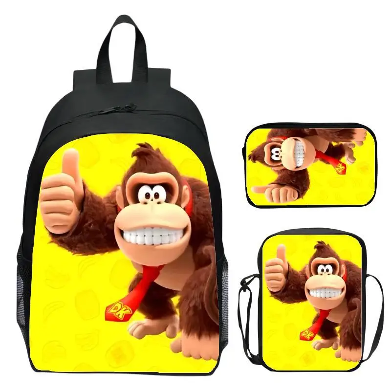 Donkey Kong 3-piece set backpack, pencil shoulder bag, backpack, travel bag, perfect gift for boys and girls