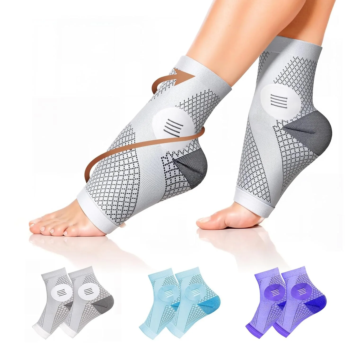 1 paire de chaussettes pour neuropathie pour femmes et hommes, [Ultra respirantes] chaussettes pour fasciite plantaire pour soulager la tendinite d'achille