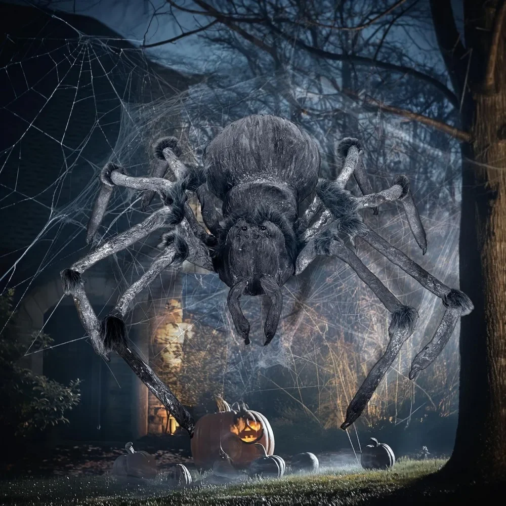 Halloween Decorations Scary Realistic Giant Spider, 45” Large Spider Halloween Decor Outside, Fake Spider for Haunted House Prop