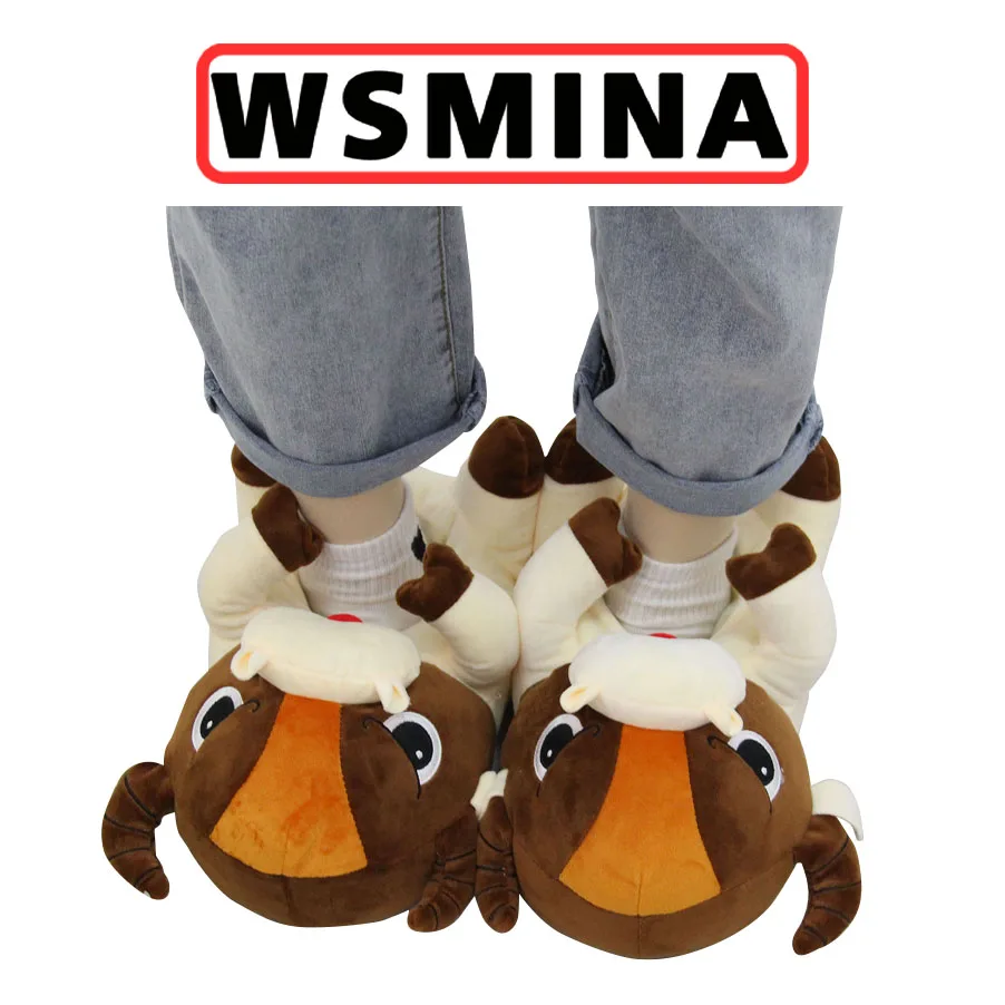 Cartoon cowboy plush slippers with calf all wrapped in heel plush shoes