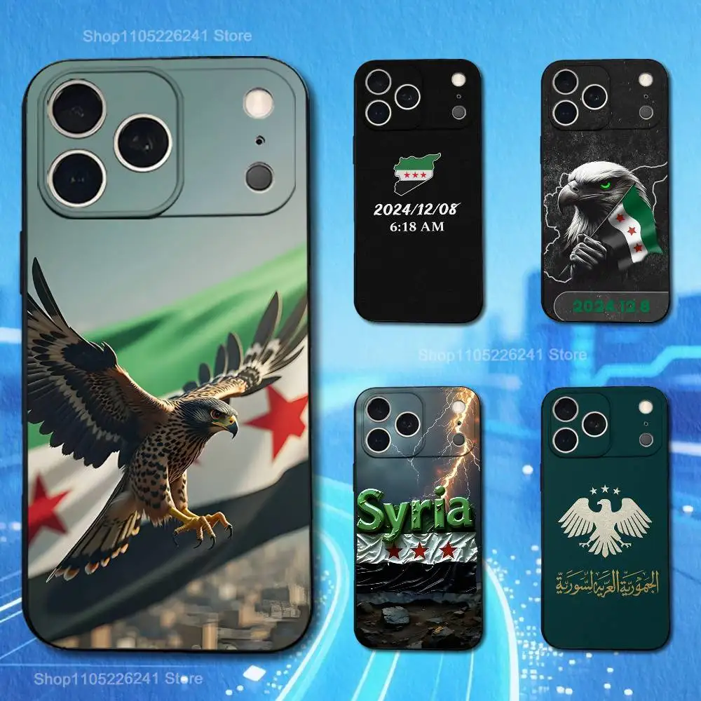 

Green S-SYRIA F-Flag Case For iPhone 11,12,15,14,13,16,17,Plus,Pro Max,XS,X,XR,SE,Mini,8,7,Soft Silicone Black