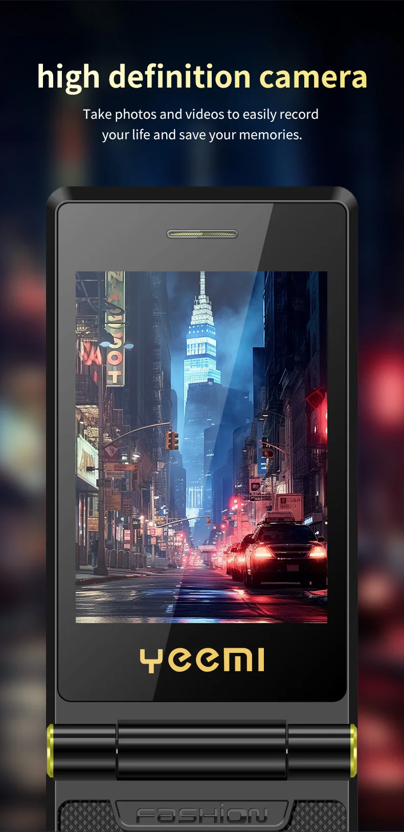 YEEMI M7+ Flip Mobile Phone LTE 4G Double Screen 2300 mAh MP3 MP4 Dual SIM Large Button SOS Quick Dialing Loud Sound CellPhone
