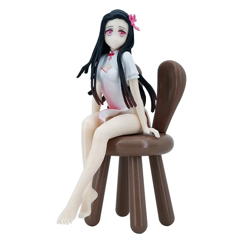 Anime Demon Slayer Kimetsu no Yaiba Kamado Nezuko Rabbit Girl Action Figure PVC Sitting posture Model Toy Desk Decor Gift