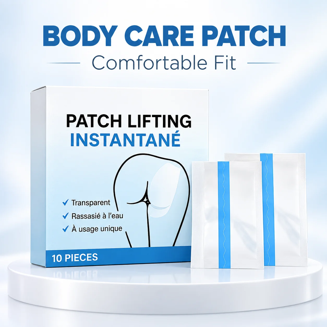 Hip Appearance Support Patch 10 Pack Transparent Single Use Adhesive Design with Soft Fit Strong Hold and Portable Application