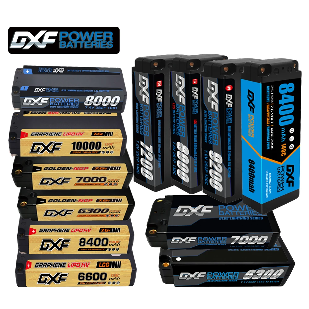 

DXF 2S Lipo Battery 7.6V 9200mAh 8000mAh 7200mAh 7000mAh 6300mAh 10000mAh 5mm T Plug Hardcase for 1/10 Buggy Offroad Car RACING