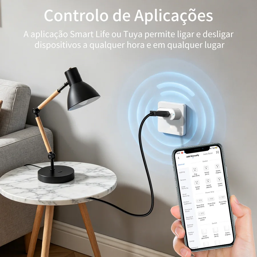 Tuya WiFi Smart Plug Socket with Power Monitor 16A Brazil Standard Outlet Voice APP Remote Control Work with Google Home Alexa