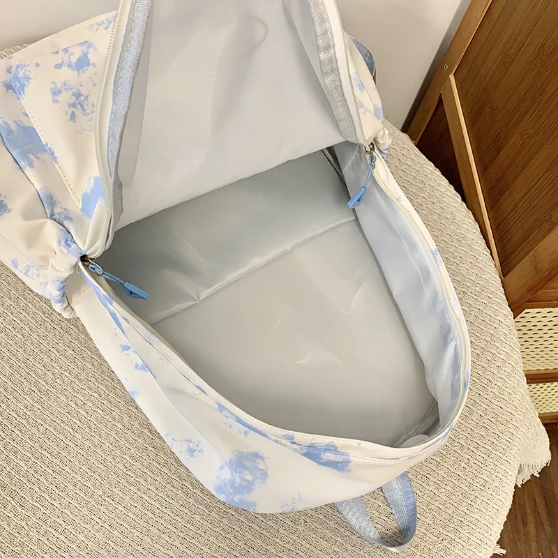 Nueva moda, versátil, para mujer, gran capacidad, teñido anudado, tela de nailon, mochilas escolares para estudiantes, mochila de viaje de ocio minimalista al aire libre