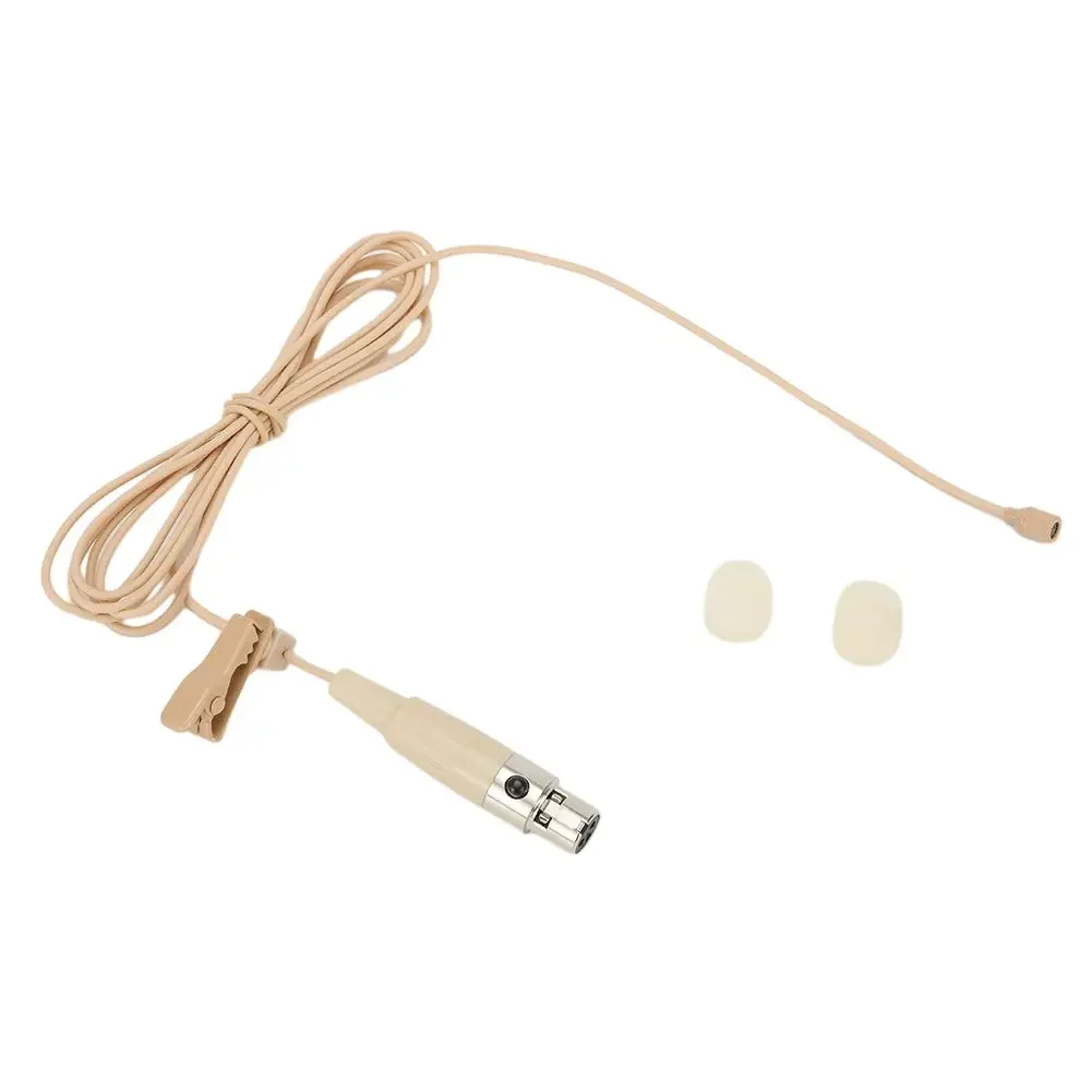 1x Beige Lavalier Lapel Clip Microphone 3.5mm 3Pin 4Pin XLR For Shure Wireless Mouthpiece Instrument Audio Microphone