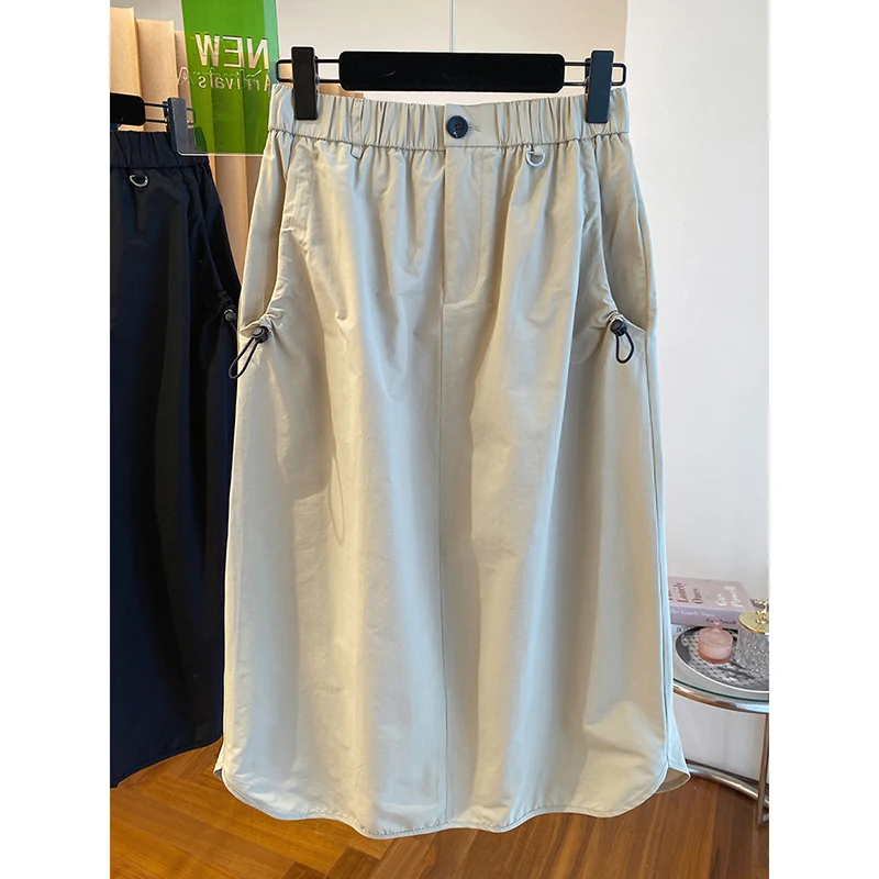 

Slimming High Waist Casual Design Work Skirt Women's 2024 New Sle Versatile Long f-length Dstring Straight A-line Skirt